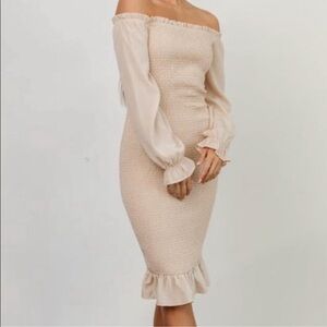 NWT baltic born esther smocked midi dress size x-small in cream